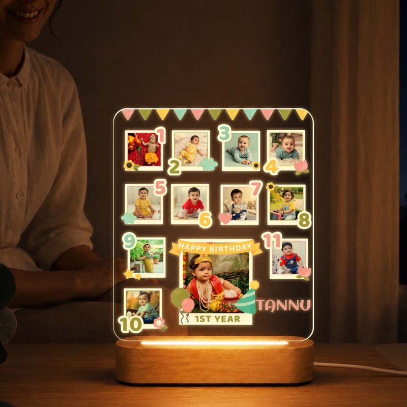 Personalized Baby's 1st Year Growth Journey Acrylic LED Photo Frame Lamp  Ideal First Birthday Decoration & Newborn Keepsake Gift Birthday Gift for Newborns & Toddlers
